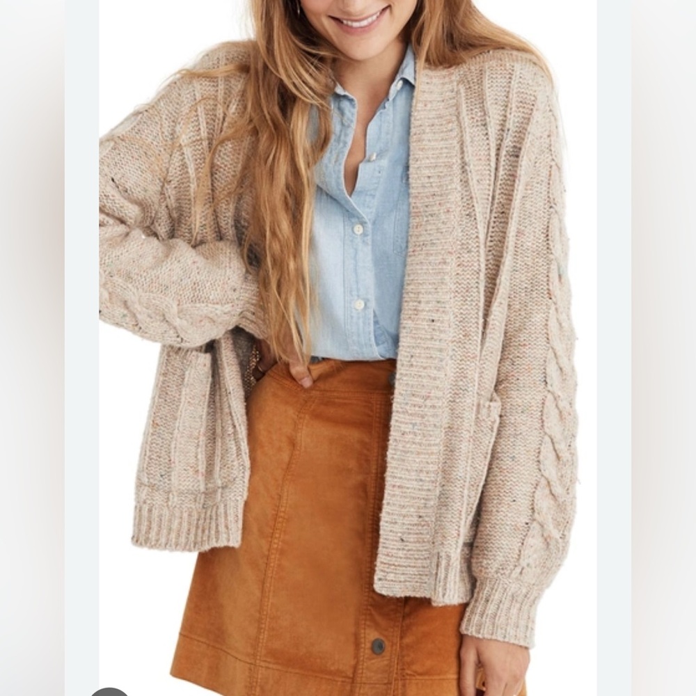 Madewell Bubble Sleeve Cable Cardigan